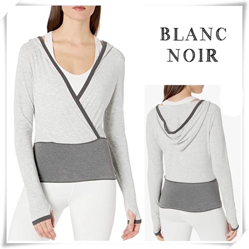 BLANC Noir Ballet Wrap Hoodie Tops in Gray Size S